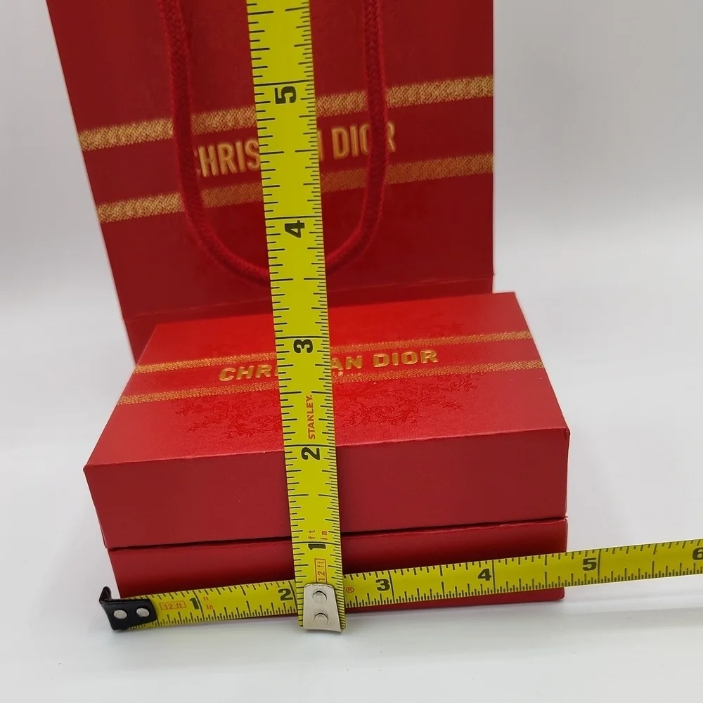 Dior Red Gift Box & Rope Bag Set | Gold Logo Special Edition Packaging LIKE NEW